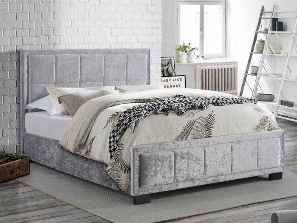 Birlea Birlea Hannover 5ft King Size Steel Crushed Velvet Glitz Upholstered Fabric Bed Frame