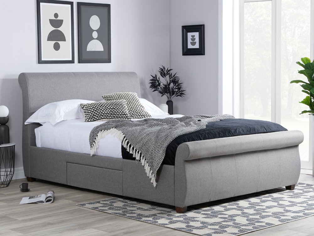 Birlea Birlea Lancaster 5ft King Size Grey Upholstered Fabric 2 Drawer Bed Frame
