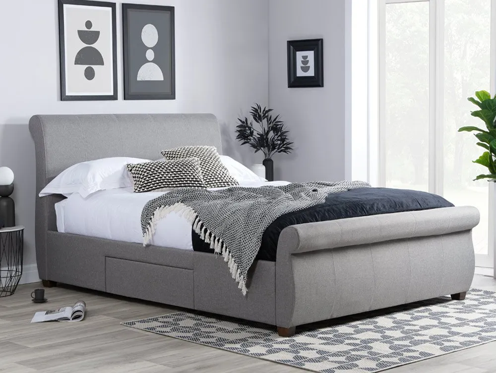 Birlea Furniture & Beds Birlea Lancaster 5ft King Size Grey Fabric 2 Drawer Bed Frame