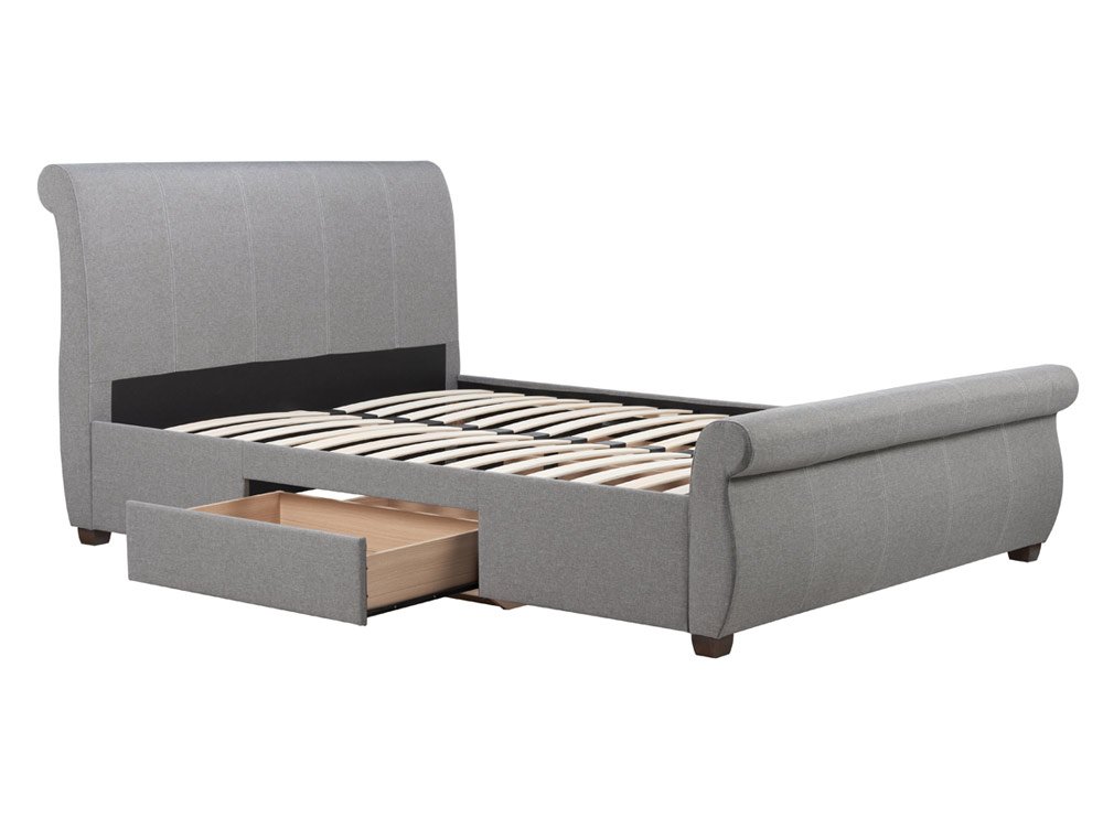 Birlea Birlea Lancaster 5ft King Size Grey Upholstered Fabric 2 Drawer Bed Frame