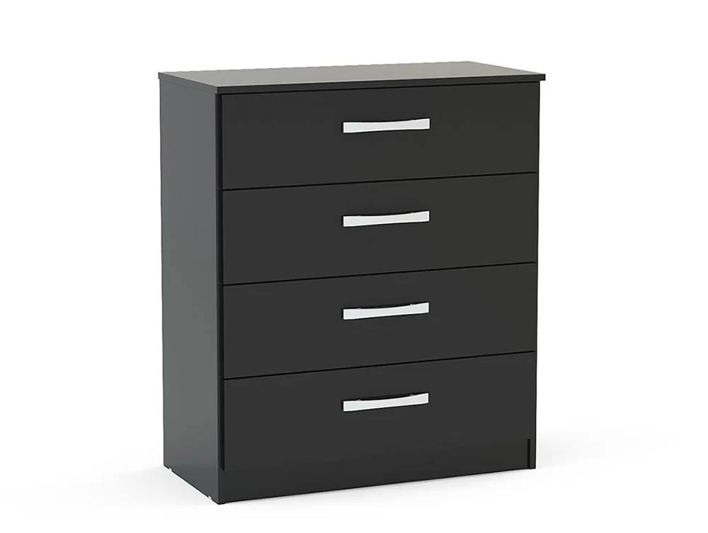 Birlea Furniture & Beds Birlea Lynx Black High Gloss 4 Drawer Chest of Drawers