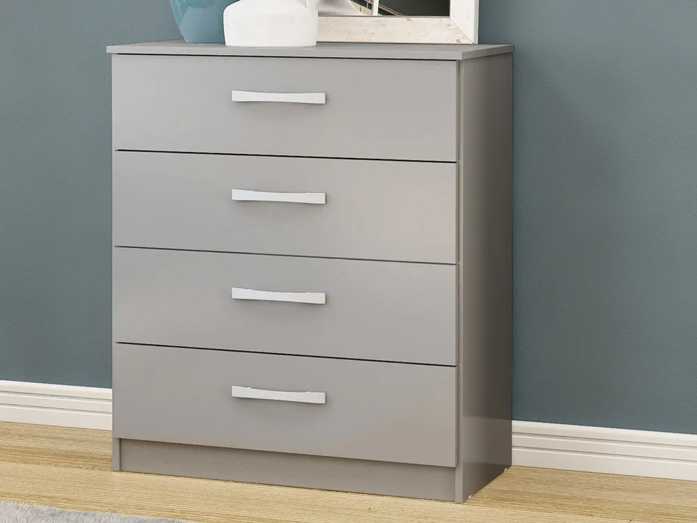 Birlea Birlea Lynx Grey High Gloss 4 Drawer Chest of Drawers