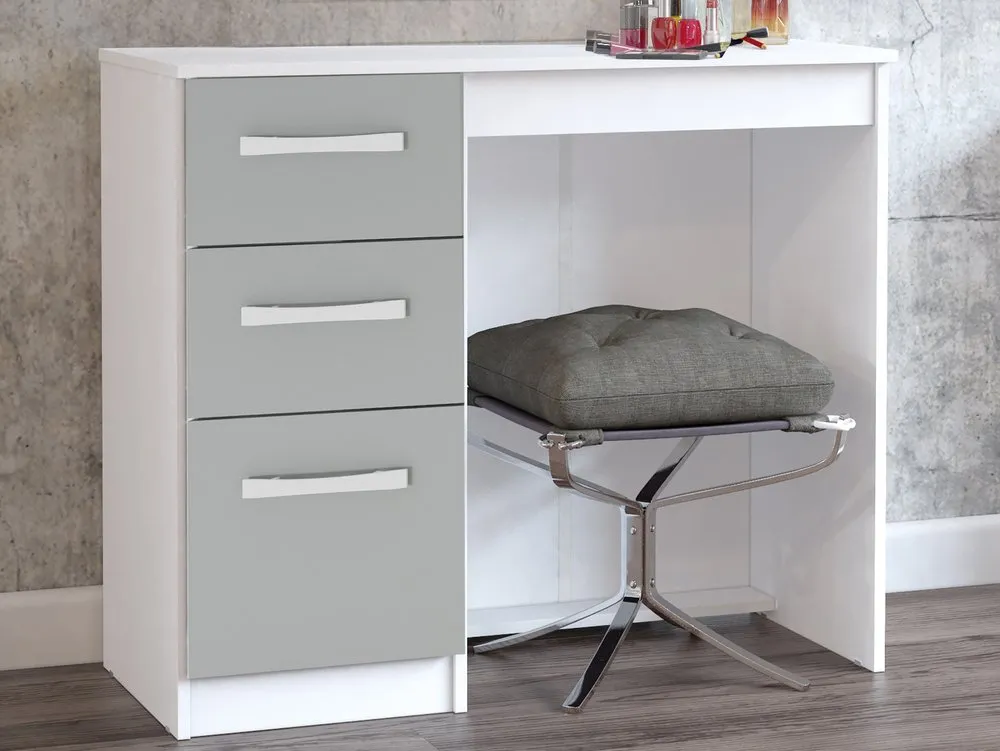 Birlea Birlea Lynx Grey High Gloss and White Single Pedestal Dressing Table