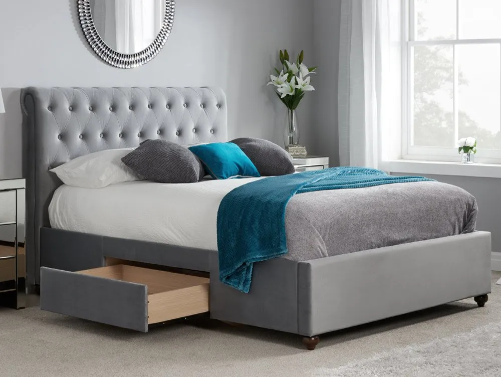 Birlea Birlea Marlow Grey Fabric 2 Drawer Storage Bed Frame