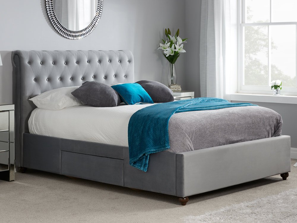 Birlea Birlea Marlow 6ft Super King Size Grey Upholstered Fabric 2 Drawer Bed Frame