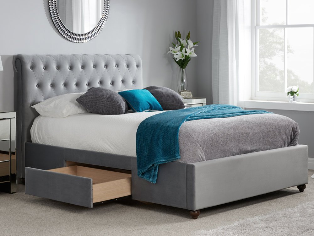 Birlea Birlea Marlow 6ft Super King Size Grey Upholstered Fabric 2 Drawer Bed Frame
