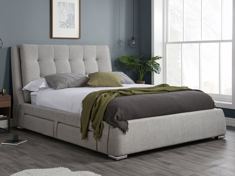 Birlea Birlea Mayfair 6ft Super King Size Grey Upholstered Fabric 4 Drawer Bed Frame