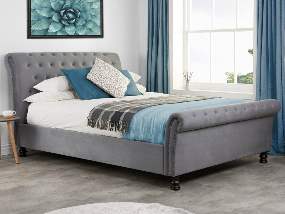 Birlea Birlea Opulence 4ft6 Double Grey Velvet Upholstered Fabric Bed Frame