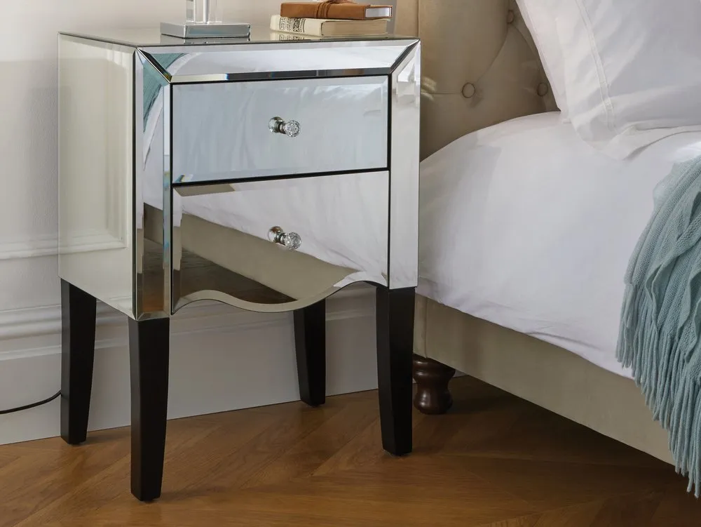 Birlea Birlea Palermo 2 Drawer Small Mirrored Bedside Table (Assembled)