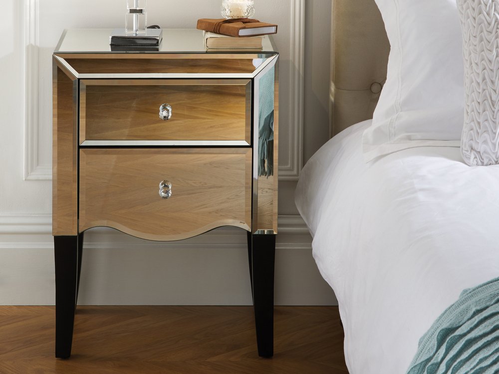 Birlea Birlea Palermo 2 Drawer Small Mirrored Bedside Cabinet (Assembled)