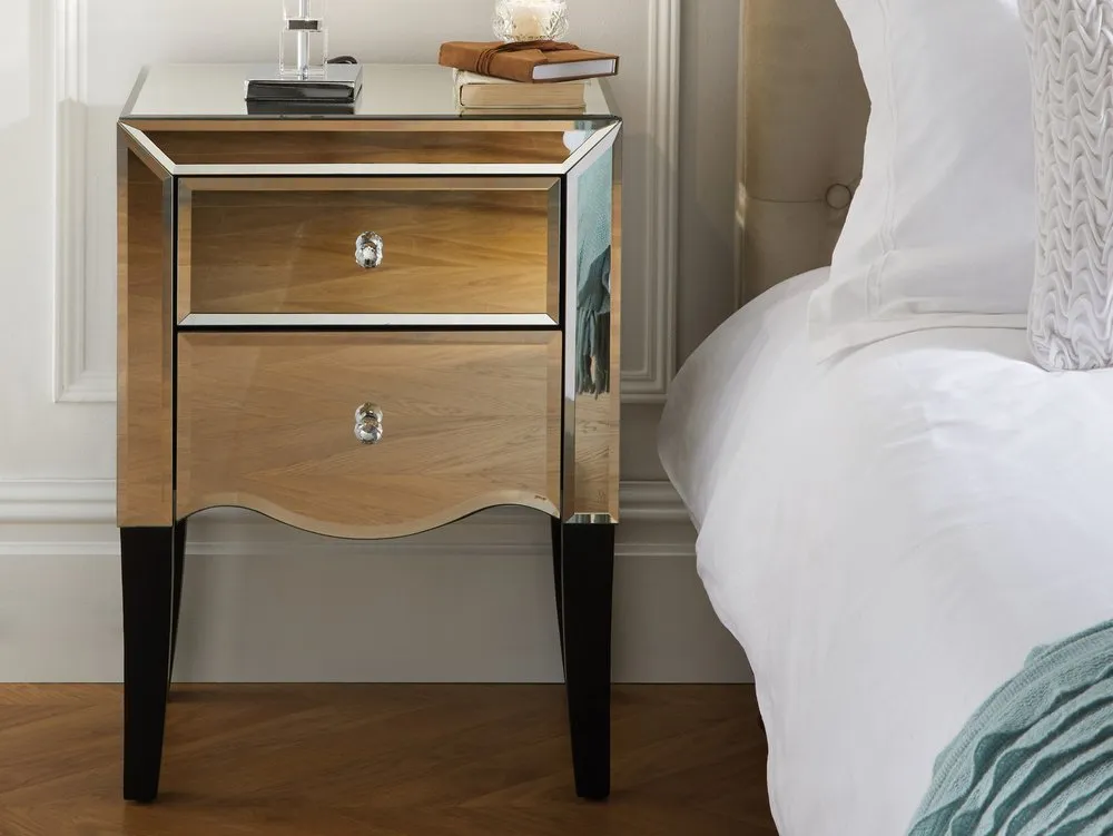 Birlea Birlea Palermo 2 Drawer Small Mirrored Bedside Table (Assembled)