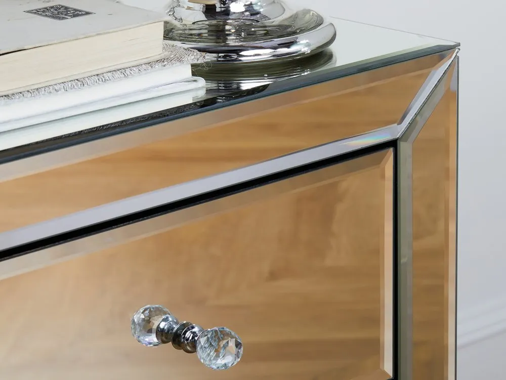 Birlea Birlea Palermo 2 Drawer Small Mirrored Bedside Table (Assembled)