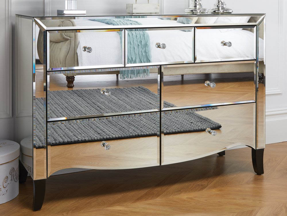 Birlea Birlea Palermo 3 Over 4 Drawer Mirrored Chest of Drawers (Assembled)