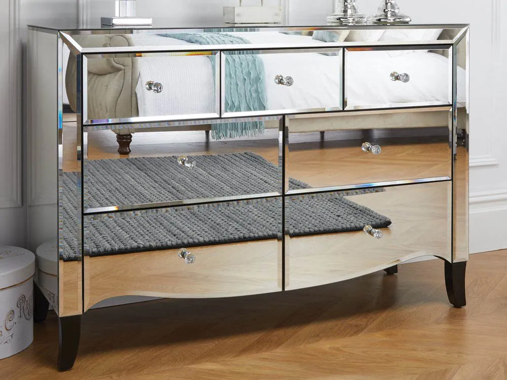 Birlea Birlea Palermo 3 Over 4 Drawer Mirrored Chest of Drawers (Assembled)