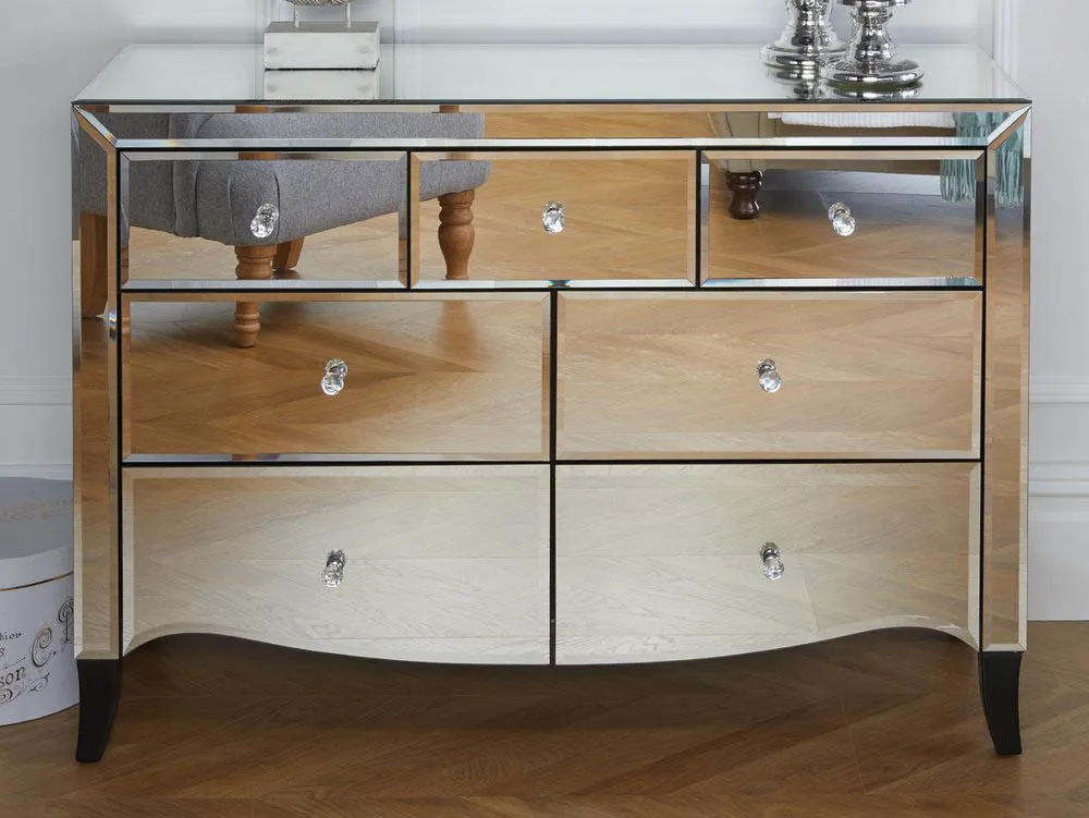 Birlea Furniture & Beds Birlea Palermo 3 Over 4 Drawer Mirrored Chest of Drawers (Assembled)