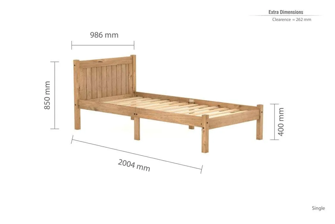 Birlea Furniture & Beds Birlea Rio 3ft Single Pine Wooden Bed Frame