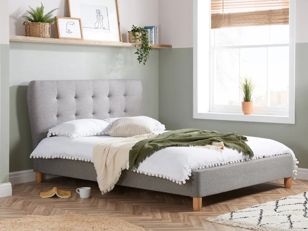Birlea Furniture & Beds Birlea Stockholm 4ft6 Double Grey Fabric Bed Frame