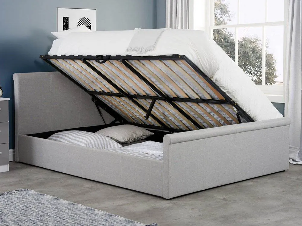 Birlea Furniture & Beds Birlea Stratus 4ft Small Double Grey Fabric Ottoman Bed Frame