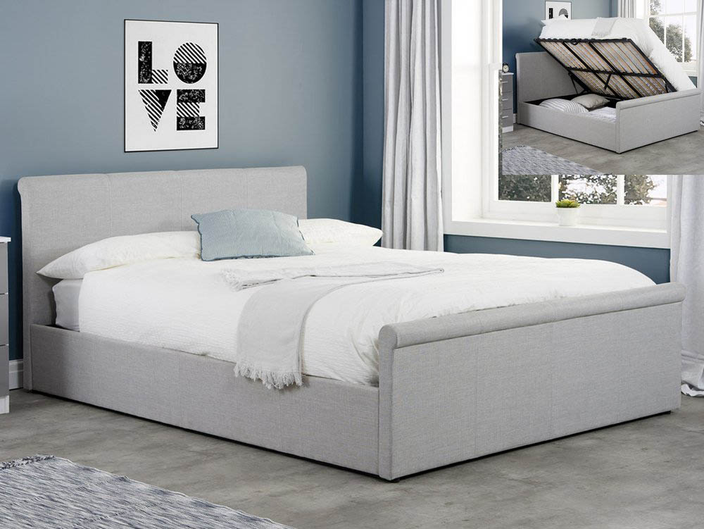 Birlea Stratus 5ft King Size Grey, Grey Upholstered Ottoman Bed King Size