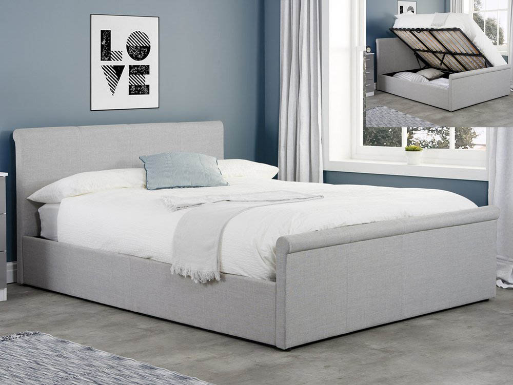 Birlea Stratus 5ft King Size Grey Upholstered Fabric Ottoman Bed Frame Archers Sleepcentre Birlea Stratus 5ft King Size Grey, Grey Upholstered Ottoman Bed King Size