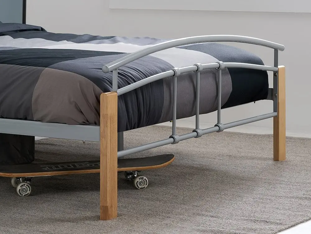Birlea Birlea Tetras Silver and Beech Metal Bed Frame