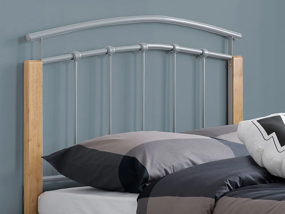 Birlea Birlea Tetras Silver and Beech Metal Bed Frame