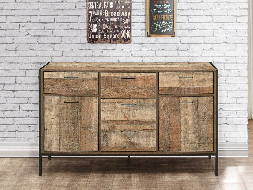 Birlea Birlea Urban Rustic 2 Door 5 Drawer Large Sideboard (Flat Packed)