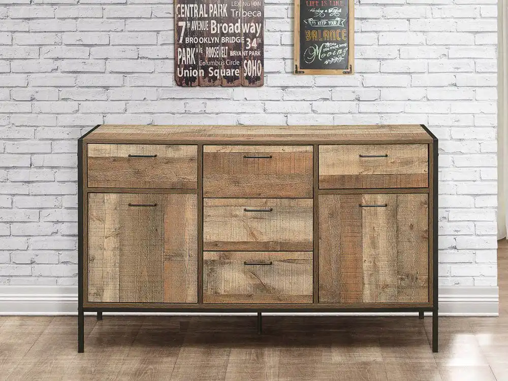 Birlea Furniture & Beds Birlea Urban Rustic 2 Door 5 Drawer Large Sideboard