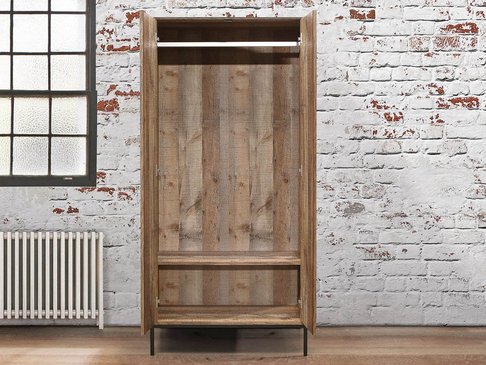 Birlea Birlea Urban Rustic 2 Door Double Wardrobe (Flat Packed)