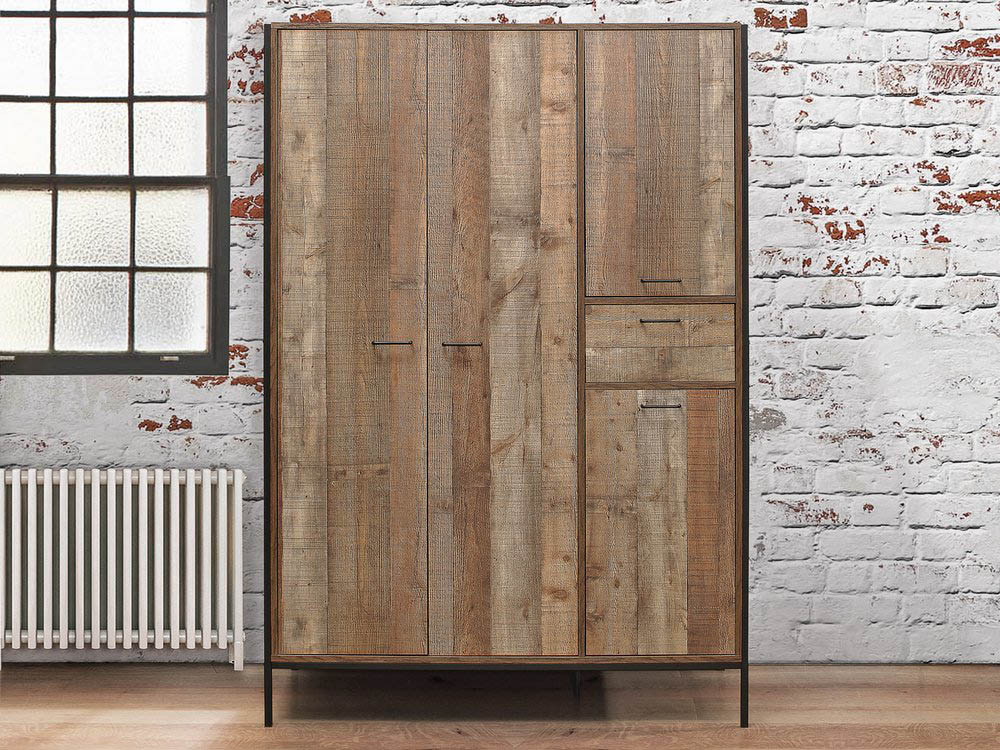 Birlea Birlea Urban Rustic 4 Door 1 Drawer Large Wardrobe (Flat Packed)