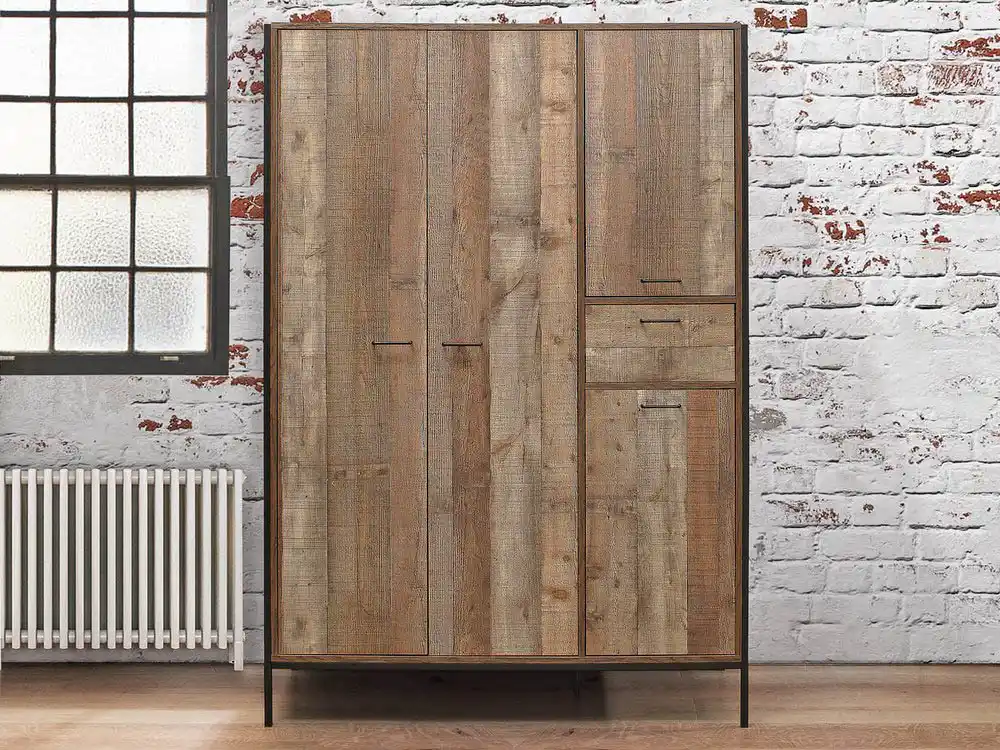 Birlea Furniture & Beds Birlea Urban Rustic 4 Door 1 Drawer Large Wardrobe