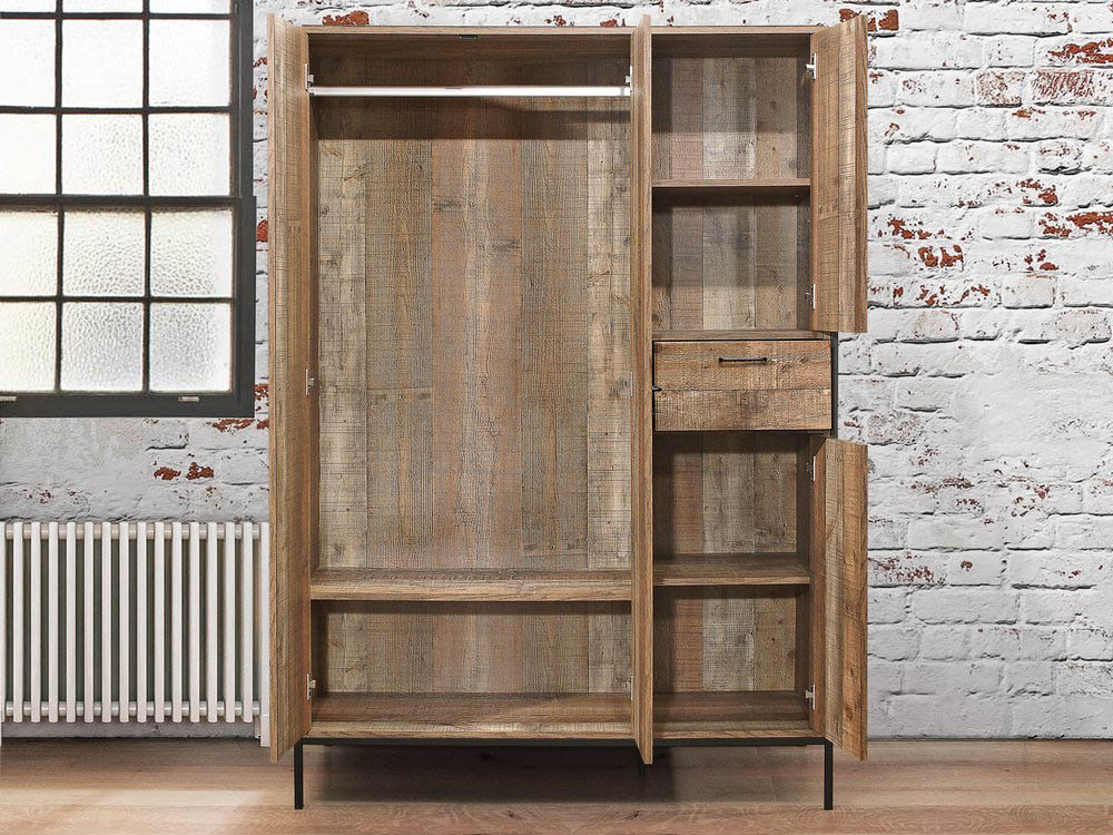Birlea Birlea Urban Rustic 4 Door 1 Drawer Large Wardrobe (Flat Packed)