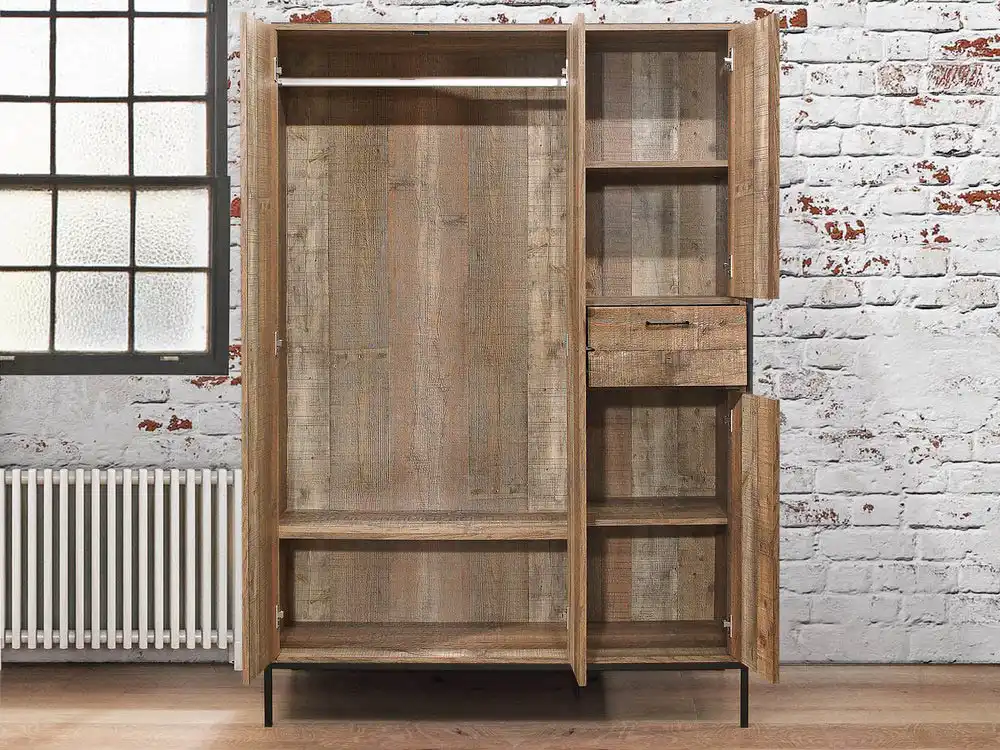 Birlea Furniture & Beds Birlea Urban Rustic 4 Door 1 Drawer Large Wardrobe