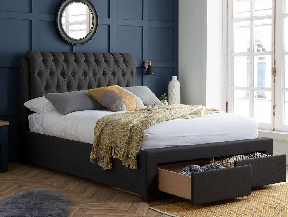 Birlea Birlea Valentino Charcoal Fabric 2 Drawer Storage Bed Frame