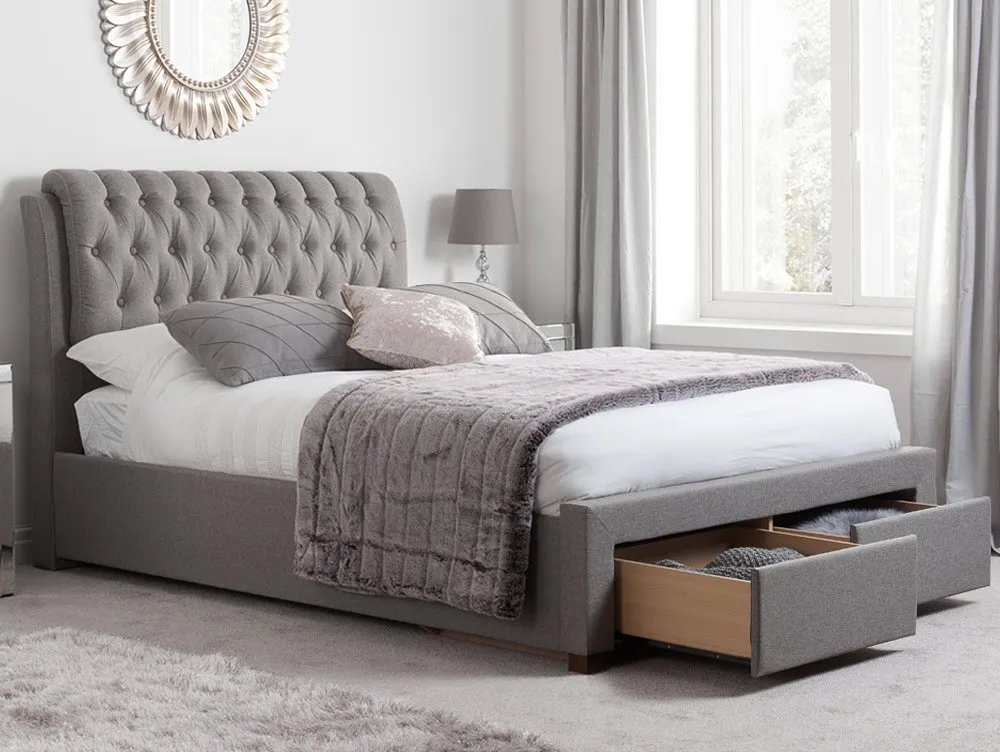 Birlea Birlea Valentino Grey Fabric 2 Drawer Storage Bed Frame