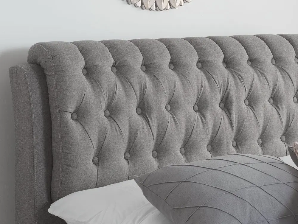 Birlea Furniture & Beds Birlea Valentino 5ft King Size Grey Fabric 2 Drawer Bed Frame