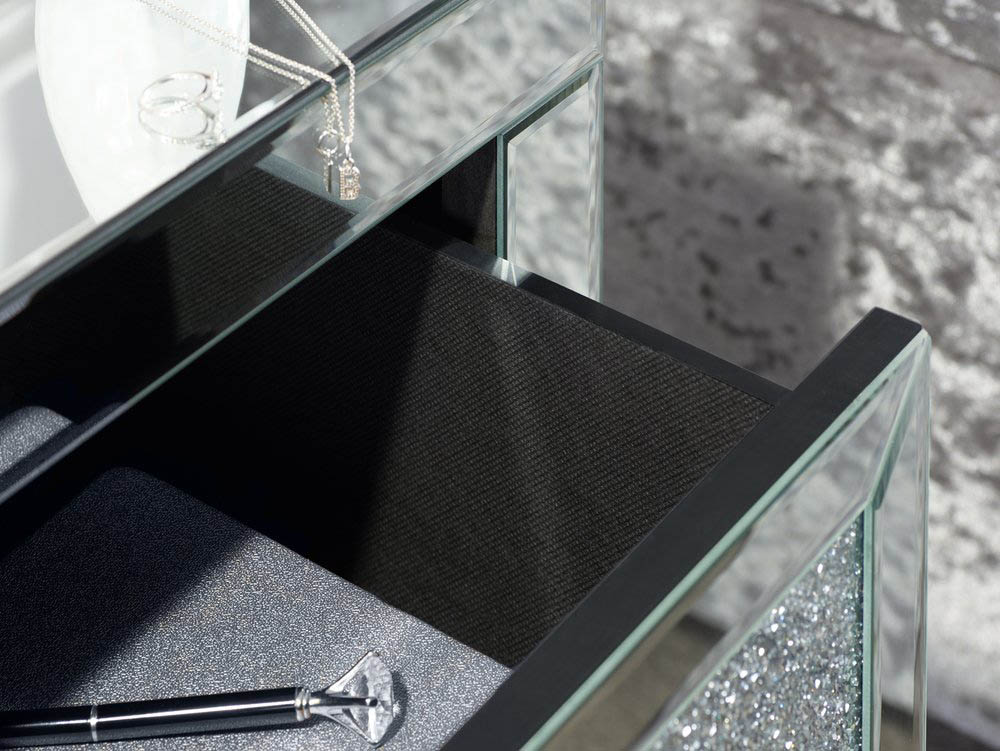 Birlea Birlea Vienna 3 Drawer Crushed Diamond Mirrored Bedside Cabinet (Assembled)
