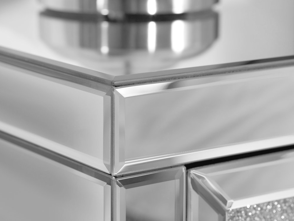 Birlea Birlea Vienna 3 Drawer Crushed Diamond Mirrored Bedside Cabinet (Assembled)