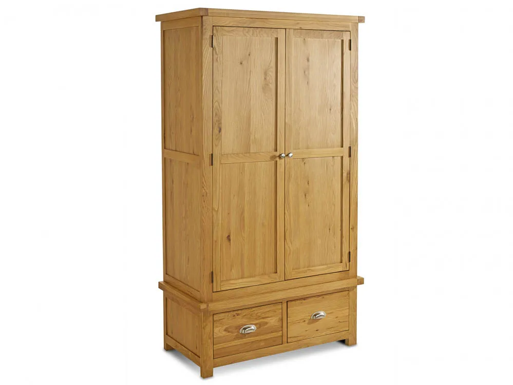 Birlea Furniture & Beds Birlea Woburn 2 Door 2 Drawer Oak Wooden Double Wardrobe