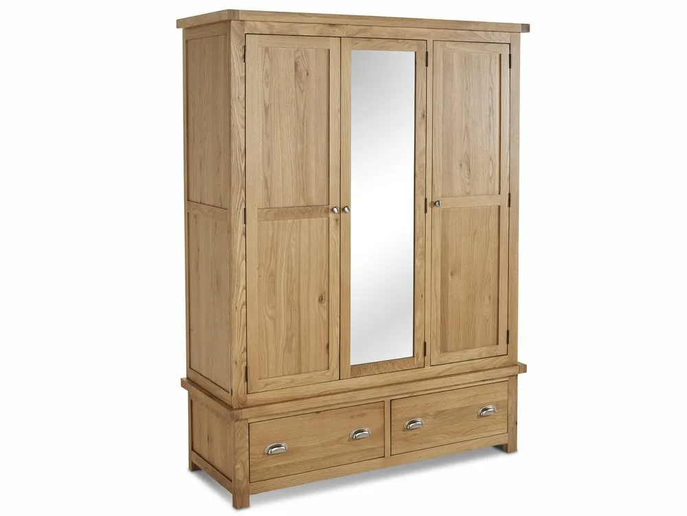 Birlea Furniture & Beds Birlea Woburn 3 Door 2 Drawer Oak Wooden Triple Wardrobe