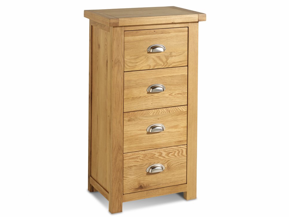 Birlea Birlea Woburn 4 Drawer Oak Wooden Narrow Chest of Drawers (Assembled)