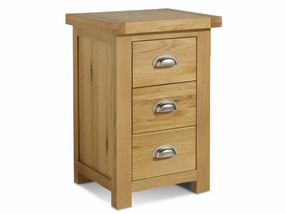 Birlea Birlea Woburn 3 Drawer Oak Wooden Large Bedside Table (Assembled)