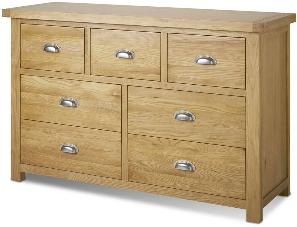 Birlea Furniture & Beds Birlea Woburn Oak 4+3 Oak Wooden Chest of Drawers (Assembled)