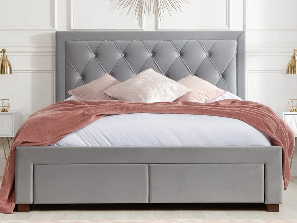 Birlea Birlea Woodbury Grey Fabric 4 Drawer Storage Bed Frame