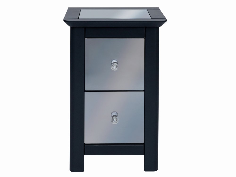 Core Products Core Ayr Carbon Grey  2 Drawer Mirrored Petite Bedside Cabinet (Flat Packed)