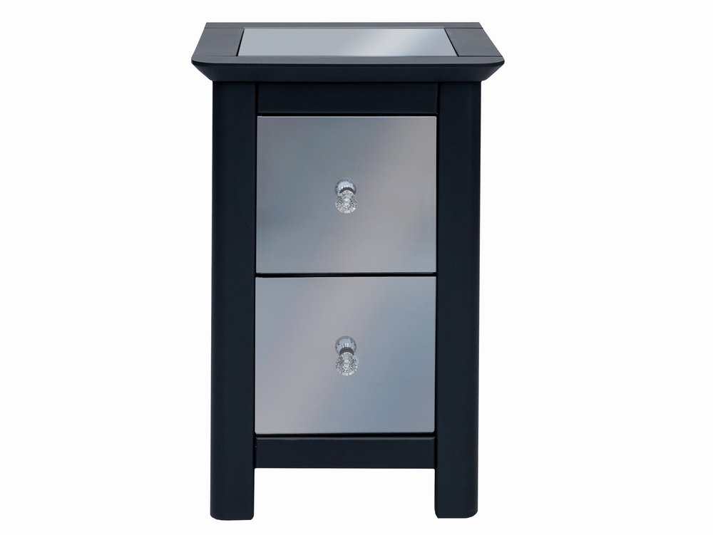 Core Products Core Ayr Carbon Grey 2 Drawer Mirrored Petite Bedside Cabinet (Flat Packed)