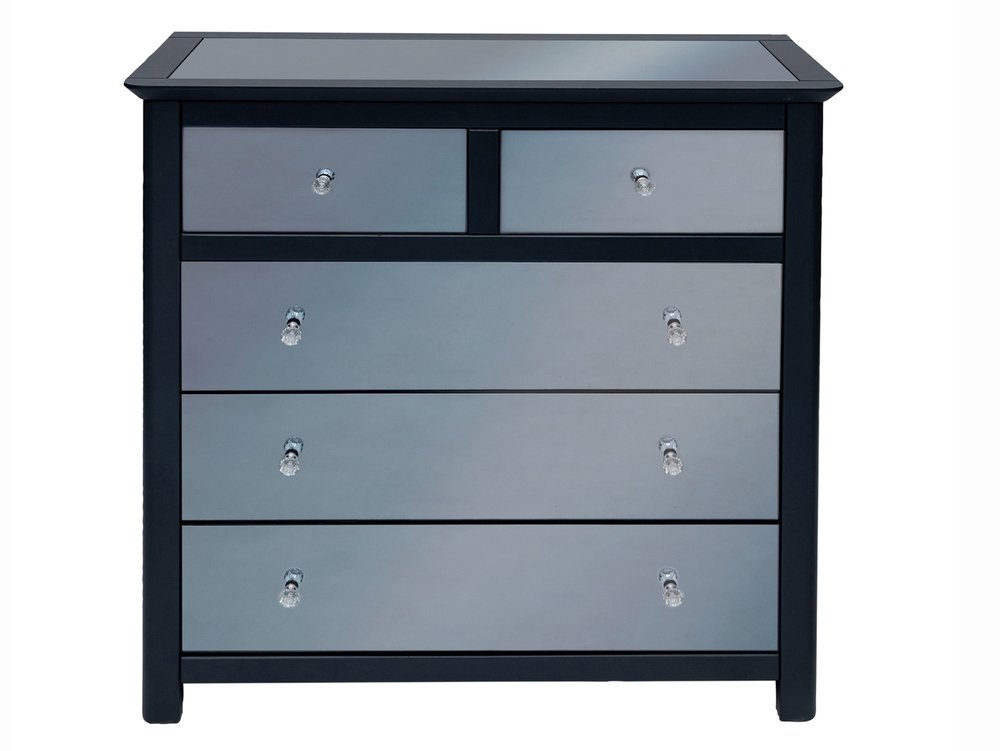 Core Products Core Ayr Carbon Grey 2+3 Drawer Mirrored Chest of Drawers (Flat Packed)