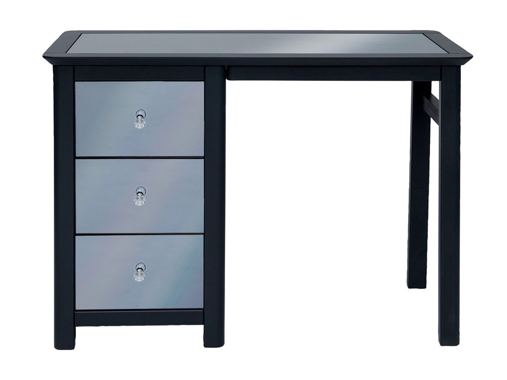 Core Products Core Ayr Carbon Grey Single Pedestal Mirrored 3 Drawer Dressing Table (Flat Packed)