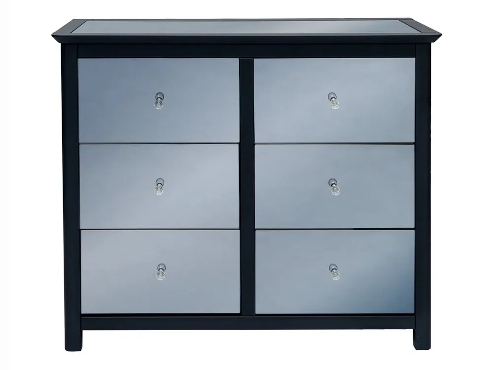 Core Products Core Ayr Carbon Grey 3+3 Drawer Mirrored Wide Chest of Drawers