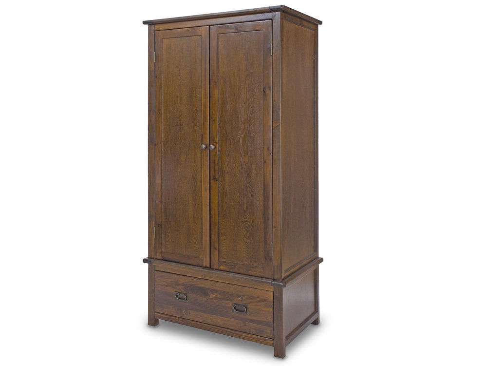 Core Products Core Boston 2 Door 1 Drawer Dark Antique Pine Wooden Double Wardrobe (Flat Packed)